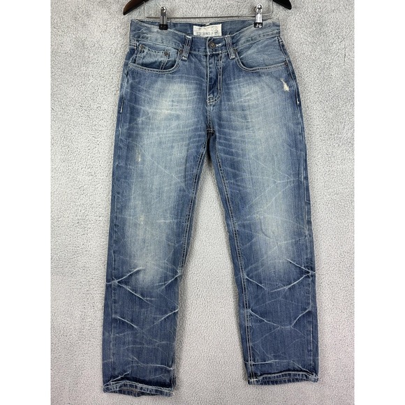 Ecko Unltd Jeans Mens 30x32 Blue Relaxed Fit Distressed Denim Straight Leg Pants - Picture 2 of 9
